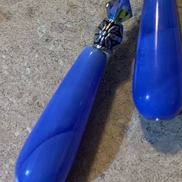 Dark Blue Banded Agate. SS.AB Swarovski. Handmade - Picture 6 of 6